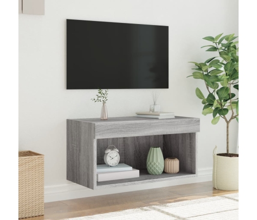 Mueble para TV con luces LED gris Sonoma 60x30x30 cm