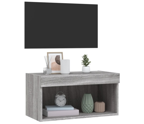 Mueble para TV con luces LED gris Sonoma 60x30x30 cm