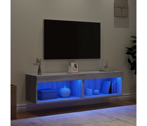 Muebles de TV con luces LED 2 uds gris Sonoma 60x30x30 cm