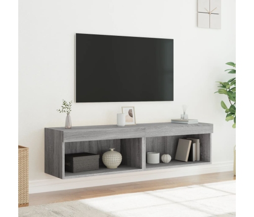 Muebles de TV con luces LED 2 uds gris Sonoma 60x30x30 cm