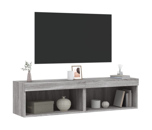 Muebles de TV con luces LED 2 uds gris Sonoma 60x30x30 cm