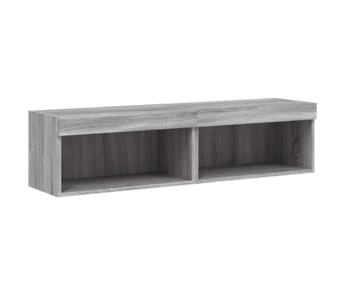 Muebles de TV con luces LED 2 uds gris Sonoma 60x30x30 cm