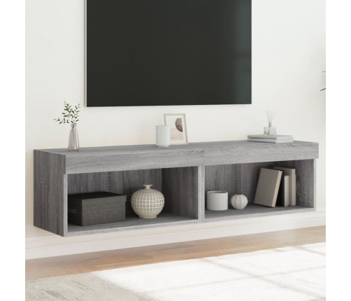 Muebles de TV con luces LED 2 uds gris Sonoma 60x30x30 cm