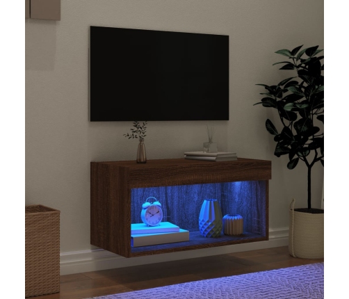 vidaXL Mueble para TV con luces LED roble marrón 60x30x30 cm