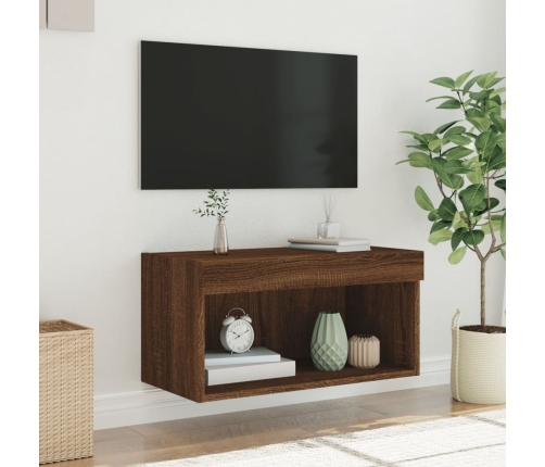 vidaXL Mueble para TV con luces LED roble marrón 60x30x30 cm