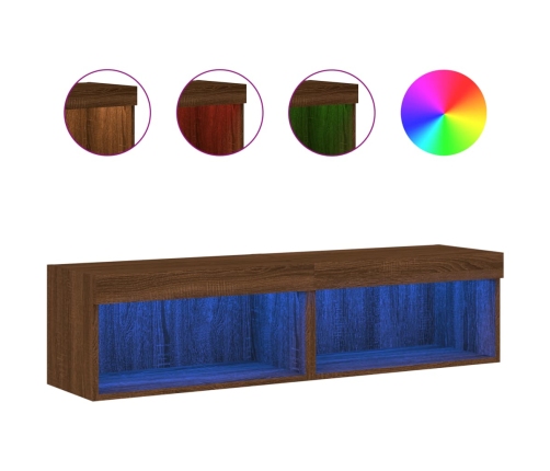 Muebles de TV con luces LED 2 uds marrón roble 60x30x30 cm