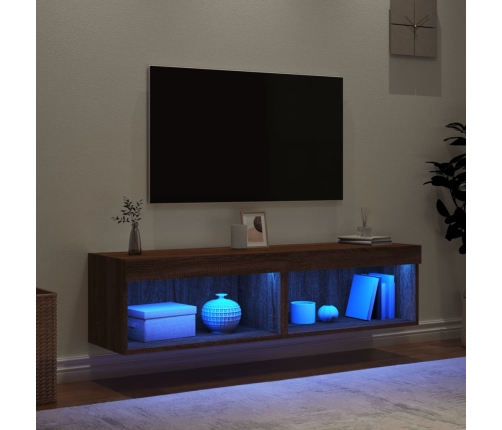 Muebles de TV con luces LED 2 uds marrón roble 60x30x30 cm