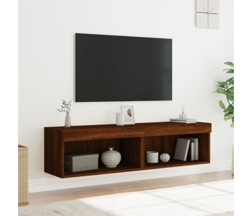 Muebles de TV con luces LED 2 uds marrón roble 60x30x30 cm