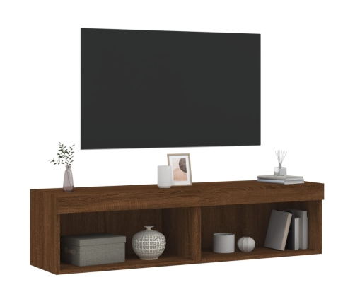 Muebles de TV con luces LED 2 uds marrón roble 60x30x30 cm