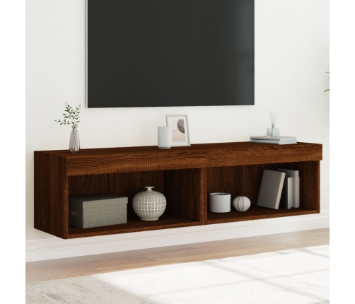 Muebles de TV con luces LED 2 uds marrón roble 60x30x30 cm