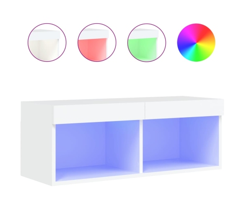 Mueble para TV con luces LED blanco 80x30x30 cm