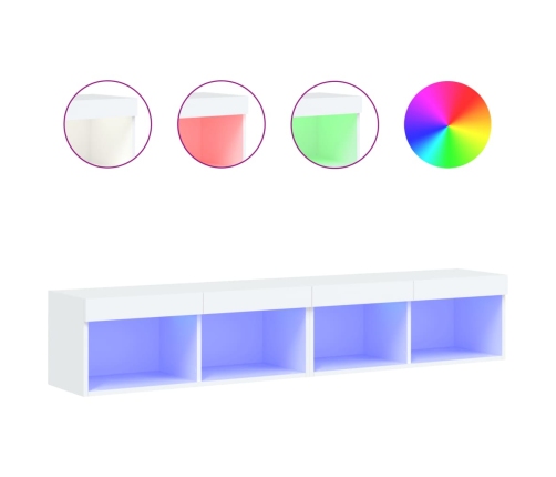 Muebles de TV con luces LED 2 uds blanco 80x30x30 cm