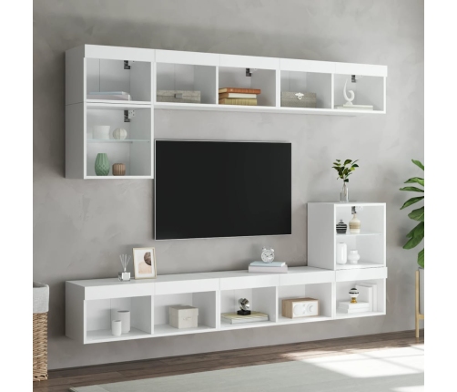 Muebles de TV con luces LED 2 uds blanco 80x30x30 cm