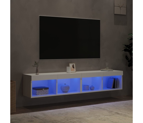 Muebles de TV con luces LED 2 uds blanco 80x30x30 cm