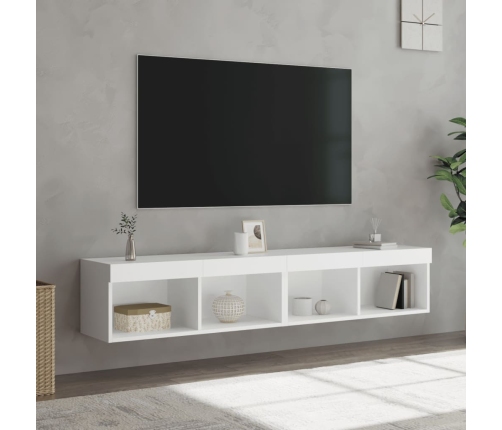 Muebles de TV con luces LED 2 uds blanco 80x30x30 cm