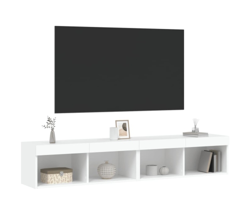 Muebles de TV con luces LED 2 uds blanco 80x30x30 cm