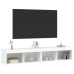 Muebles de TV con luces LED 2 uds blanco 80x30x30 cm