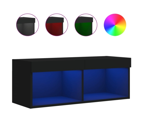 Mueble para TV con luces LED negro 80x30x30 cm