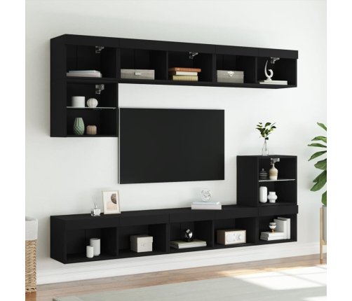 Mueble para TV con luces LED negro 80x30x30 cm