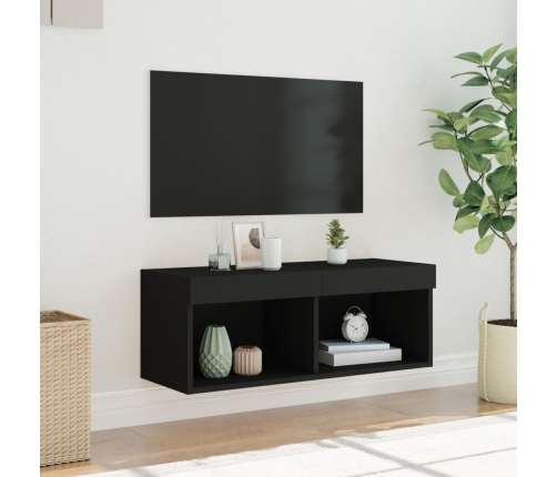 Mueble para TV con luces LED negro 80x30x30 cm