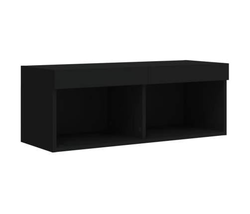 Mueble para TV con luces LED negro 80x30x30 cm