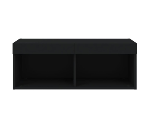 Mueble para TV con luces LED negro 80x30x30 cm