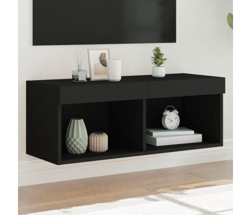 Mueble para TV con luces LED negro 80x30x30 cm