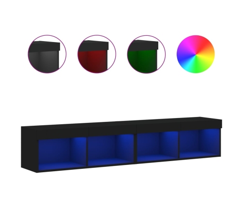 Muebles de TV con luces LED 2 uds negro 80x30x30 cm