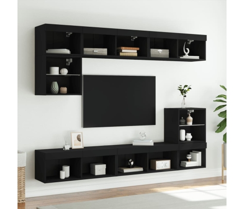 Muebles de TV con luces LED 2 uds negro 80x30x30 cm