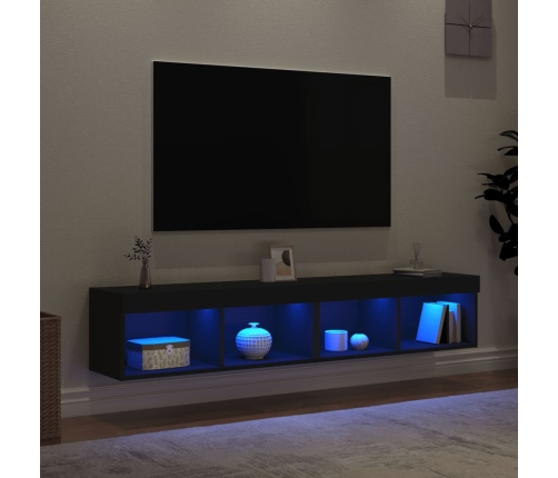 Muebles de TV con luces LED 2 uds negro 80x30x30 cm