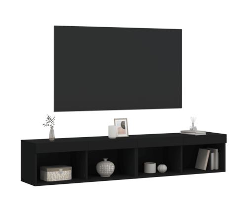 Muebles de TV con luces LED 2 uds negro 80x30x30 cm