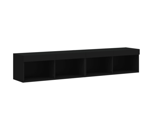 Muebles de TV con luces LED 2 uds negro 80x30x30 cm