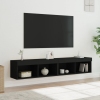 Muebles de TV con luces LED 2 uds negro 80x30x30 cm