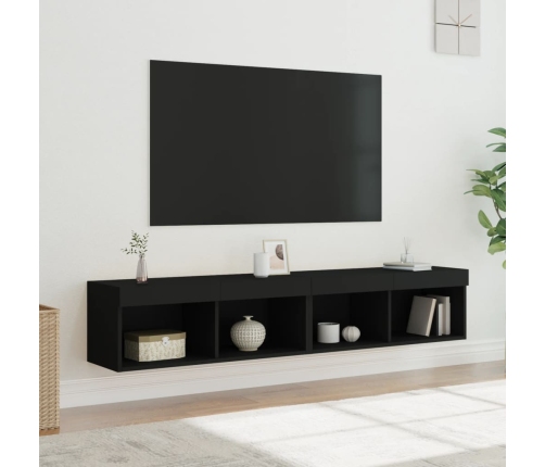 Muebles de TV con luces LED 2 uds negro 80x30x30 cm