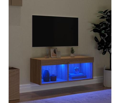 vidaXL Mueble para TV con luces LED roble Sonoma 80x30x30 cm