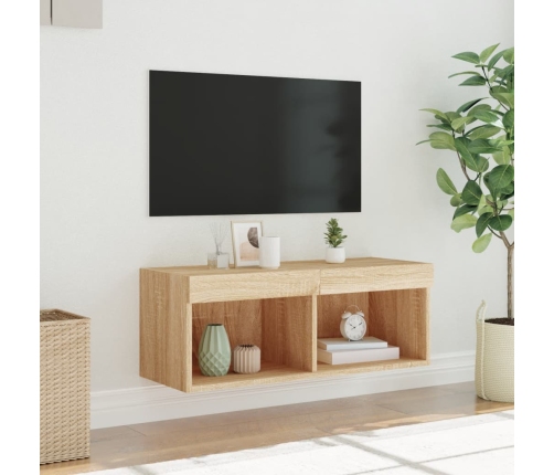 vidaXL Mueble para TV con luces LED roble Sonoma 80x30x30 cm