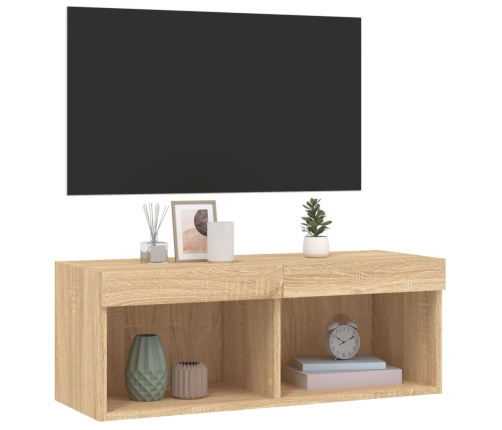 vidaXL Mueble para TV con luces LED roble Sonoma 80x30x30 cm