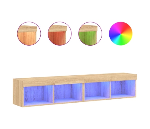 Muebles de TV con luces LED 2 uds roble Sonoma 80x30x30 cm