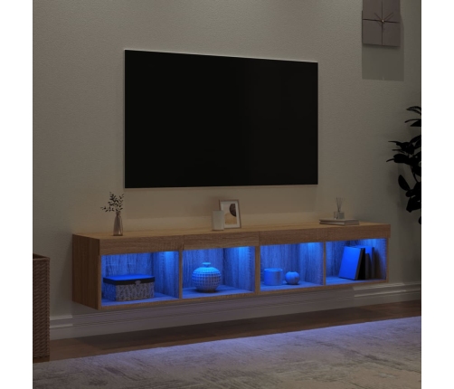 Muebles de TV con luces LED 2 uds roble Sonoma 80x30x30 cm