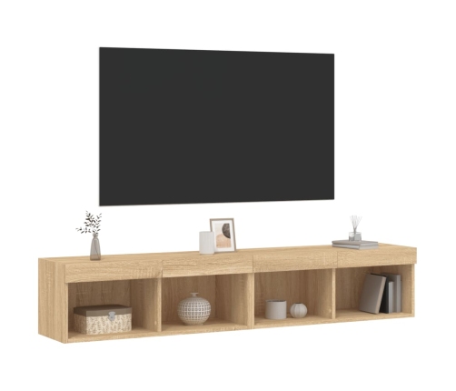 Muebles de TV con luces LED 2 uds roble Sonoma 80x30x30 cm