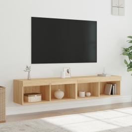 Muebles de TV con luces LED 2 uds roble Sonoma 80x30x30 cm