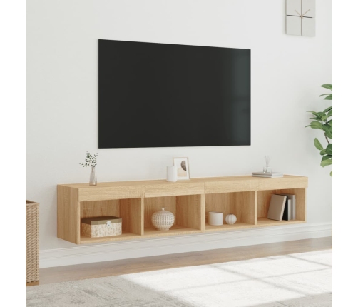 Muebles de TV con luces LED 2 uds roble Sonoma 80x30x30 cm