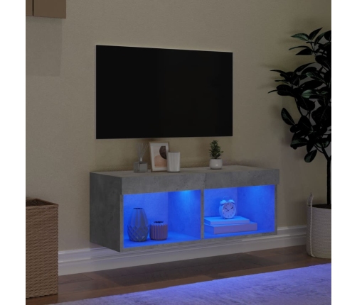 Mueble para TV con luces LED gris hormigón 80x30x30 cm