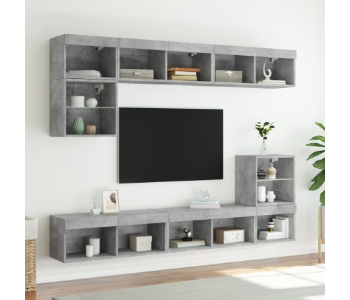 Mueble para TV con luces LED gris hormigón 80x30x30 cm