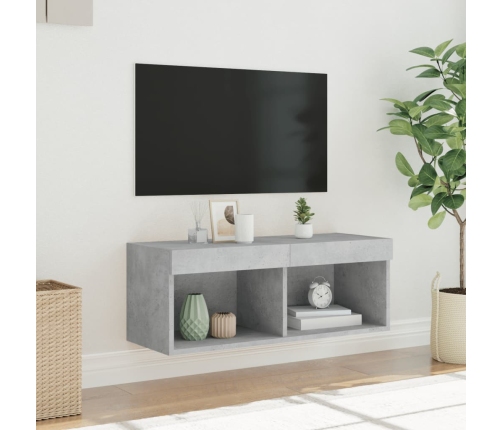 Mueble para TV con luces LED gris hormigón 80x30x30 cm