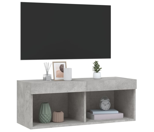 Mueble para TV con luces LED gris hormigón 80x30x30 cm