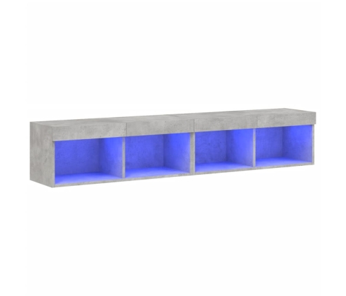 Muebles de TV con luces LED 2 uds gris hormigón 80x30x30 cm