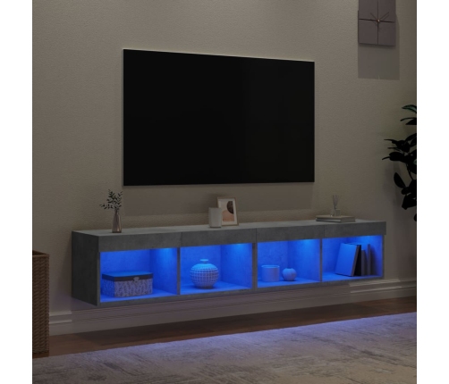 Muebles de TV con luces LED 2 uds gris hormigón 80x30x30 cm