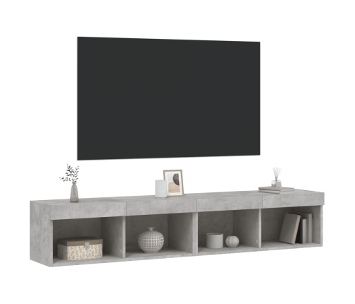 Muebles de TV con luces LED 2 uds gris hormigón 80x30x30 cm