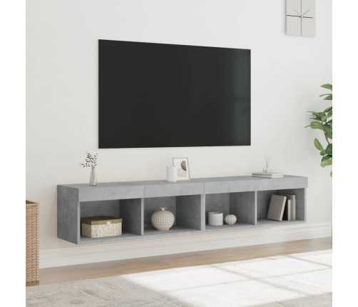 Muebles de TV con luces LED 2 uds gris hormigón 80x30x30 cm